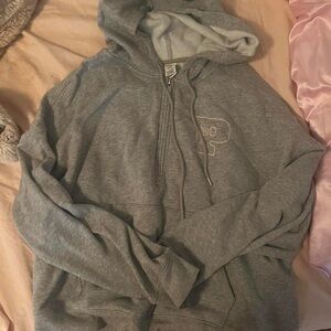 PINK Victoria's Secret Gray Zip-Up Sweater